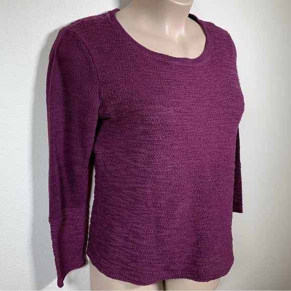 Large Laila Jayde Purple Burgundy Long Sleeve Sweater Pullover Stretch 12 14 - Picture 3 of 6